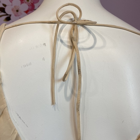 New Jacquard-patterned Peplum Cream Silver Blouse ! - Picture 9 of 12